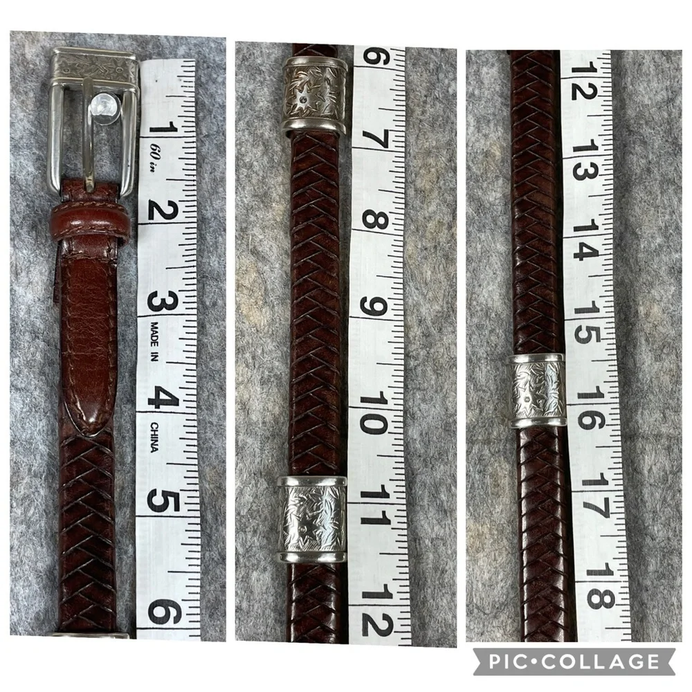 Fossil Braided Leather Silver Accents Boho Western Chic Rodeo Cowgirl Belt - S
